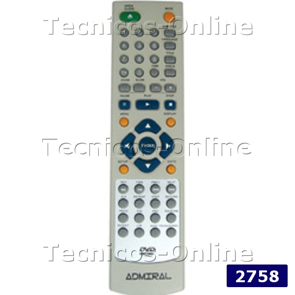 2758 Control Remoto DVD ADMIRAL GLOBAL HOME NOBLEX SANYO