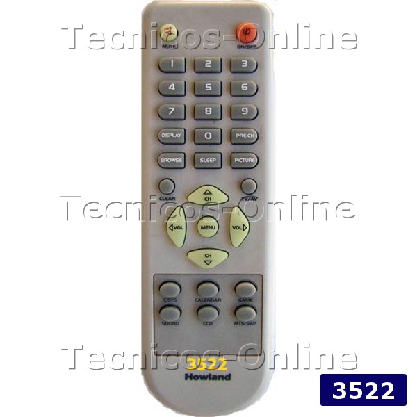 3522 CONTROL REMOTO TV HOWLAND TOP HOUSE
