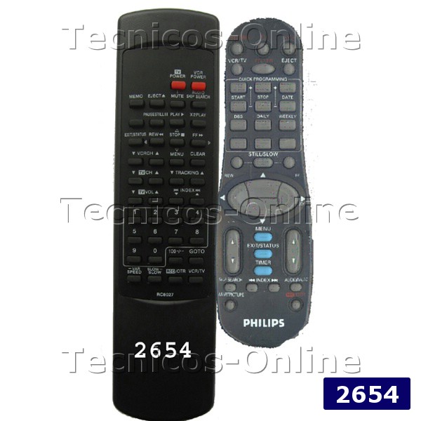 2654 Control Remoto VCR PHILIPS RC8027