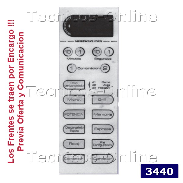 3440 Membrana-Frente de Microondas MD218 SERIE DORADA WD900