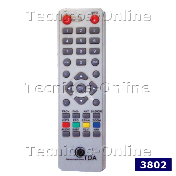 3802 CONTROL REMOTO RECEPTOR TV DIGITAL UTE 740