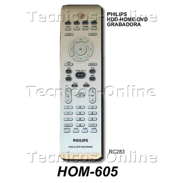 HOM-605 Control Remoto RC283 Audio PHILIPS
